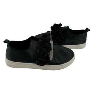 Ositos Black Flower Rhinestone Embellished Flat Shoes Size 3 Girl’s